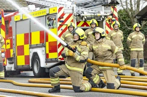 A group of young firefighters at Whitley Wood