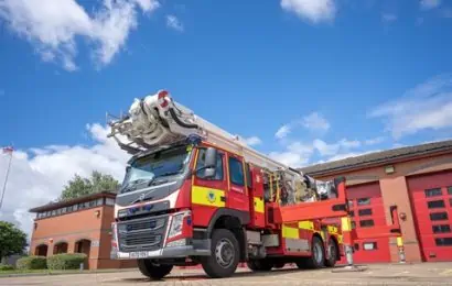 Aerial Ladder Platform outside the front of Whitley Wood Fire Station
