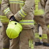 Firefighter helmet portrait