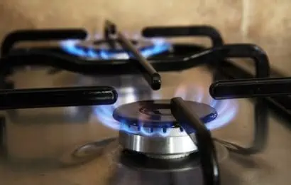A picture of a flame on a hob.
