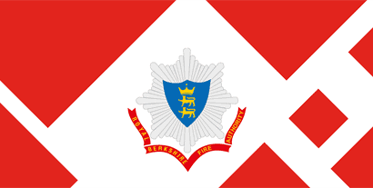 Fire Authority crest on a red and white background