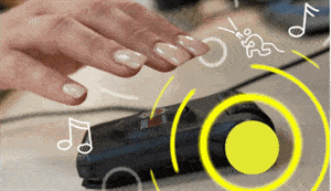 Pager which is activated when on-call firefighters are called to an incident with yellow circles and music notes to signal it ringing