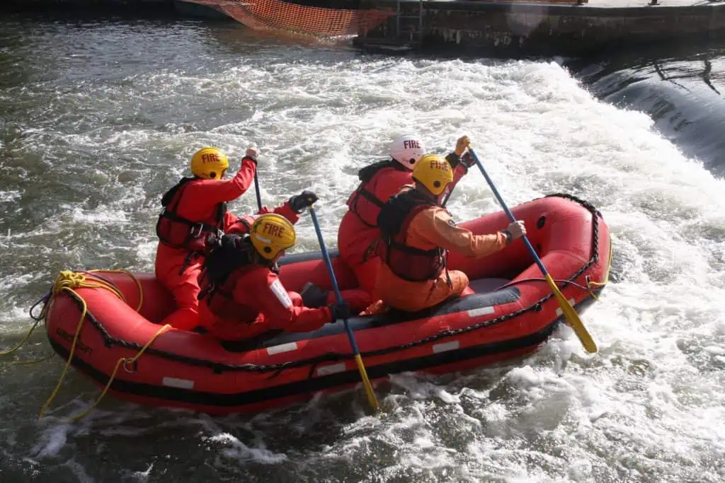 RBFRS water rescue team on exercise