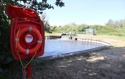Buoyancy aid located next to a river