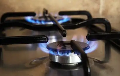 Blue flame on a gas stove cooker