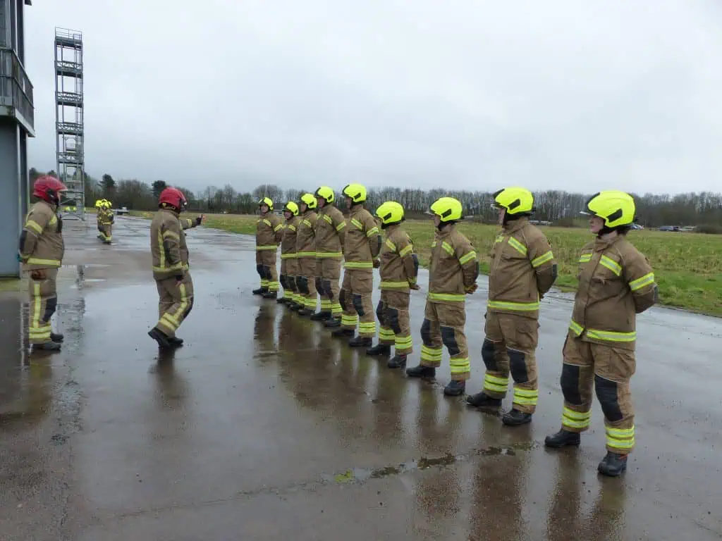 Group of firefighters lined up