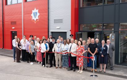 Group of people outside the new training centre
