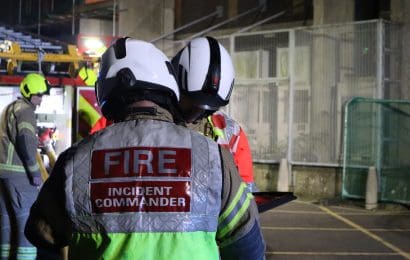 firefighters at training exercise