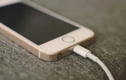 phone with charging cable connected