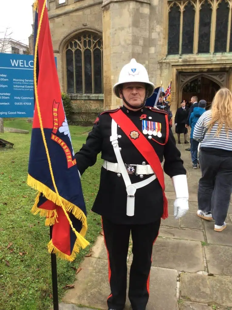 Dietmar from our ceremonial unit outside a church in Newbury