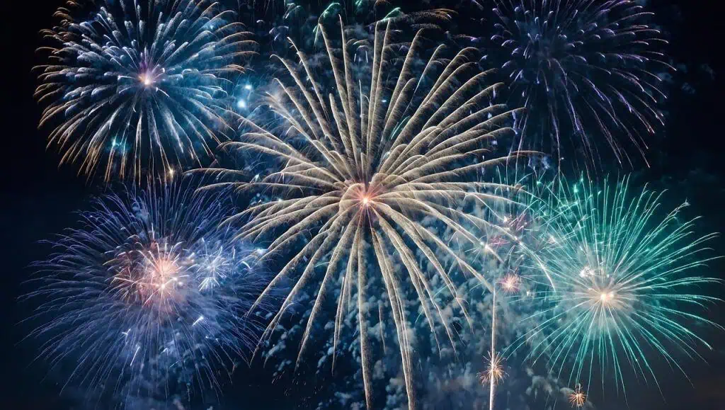 colourful fireworks in a night sky