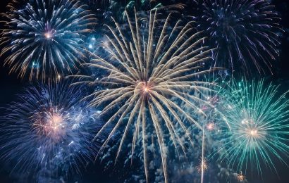 colourful fireworks in a night sky